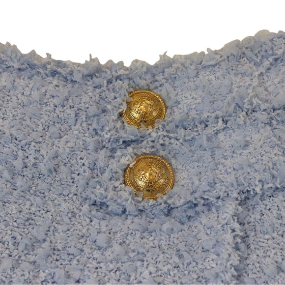 Tweed Mini Skirt Baby Blue Size 38 - Picture 4 of 10